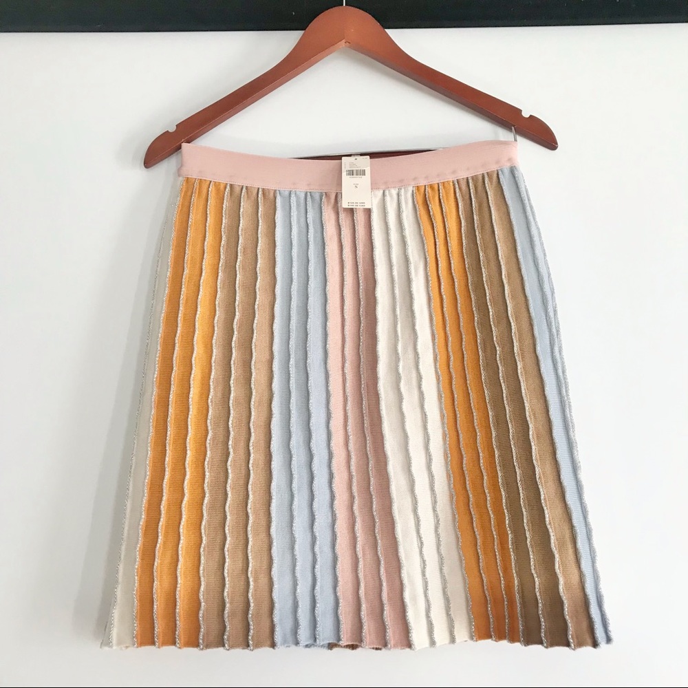 Anthropologie Eva Franco Pastel Stripe Pleated Knit Mini Skirt Size Small NWT - Picture 10 of 10